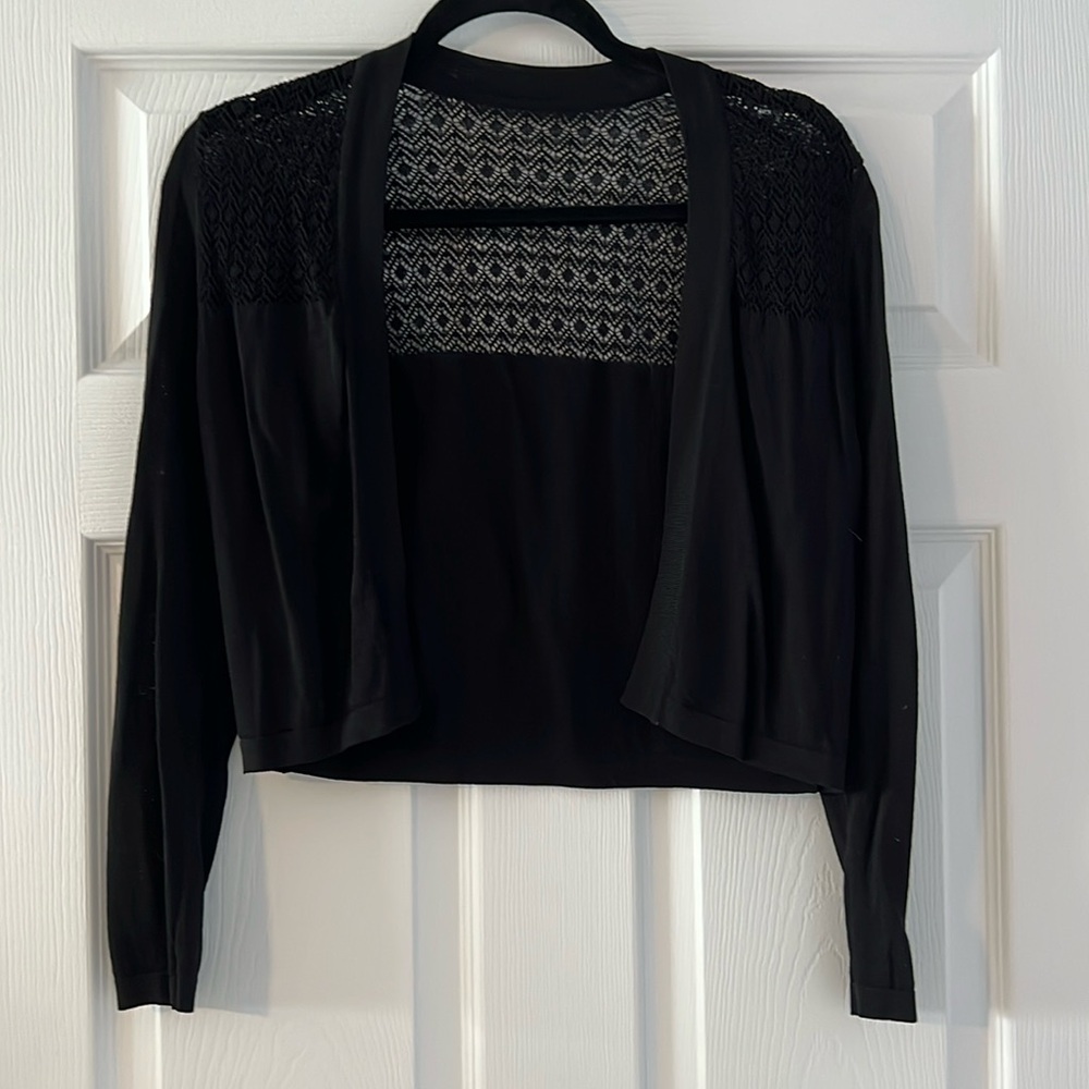 Short black shrug cardigan